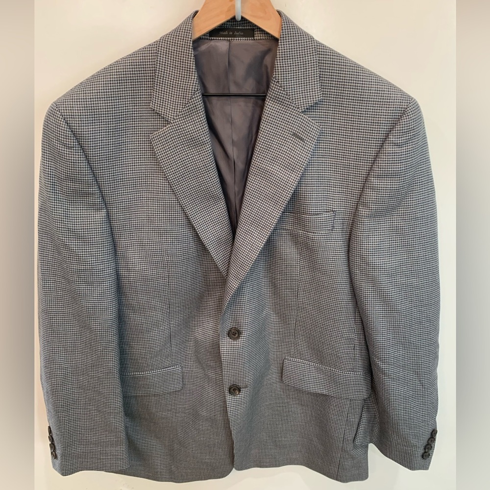 Ralph Lauren Men’s Houndstooth Silk Wool Sports Blazer 41R black/white